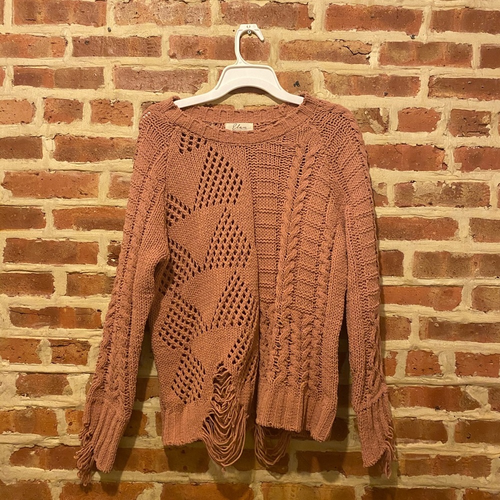 Elan distressed mauve sweater